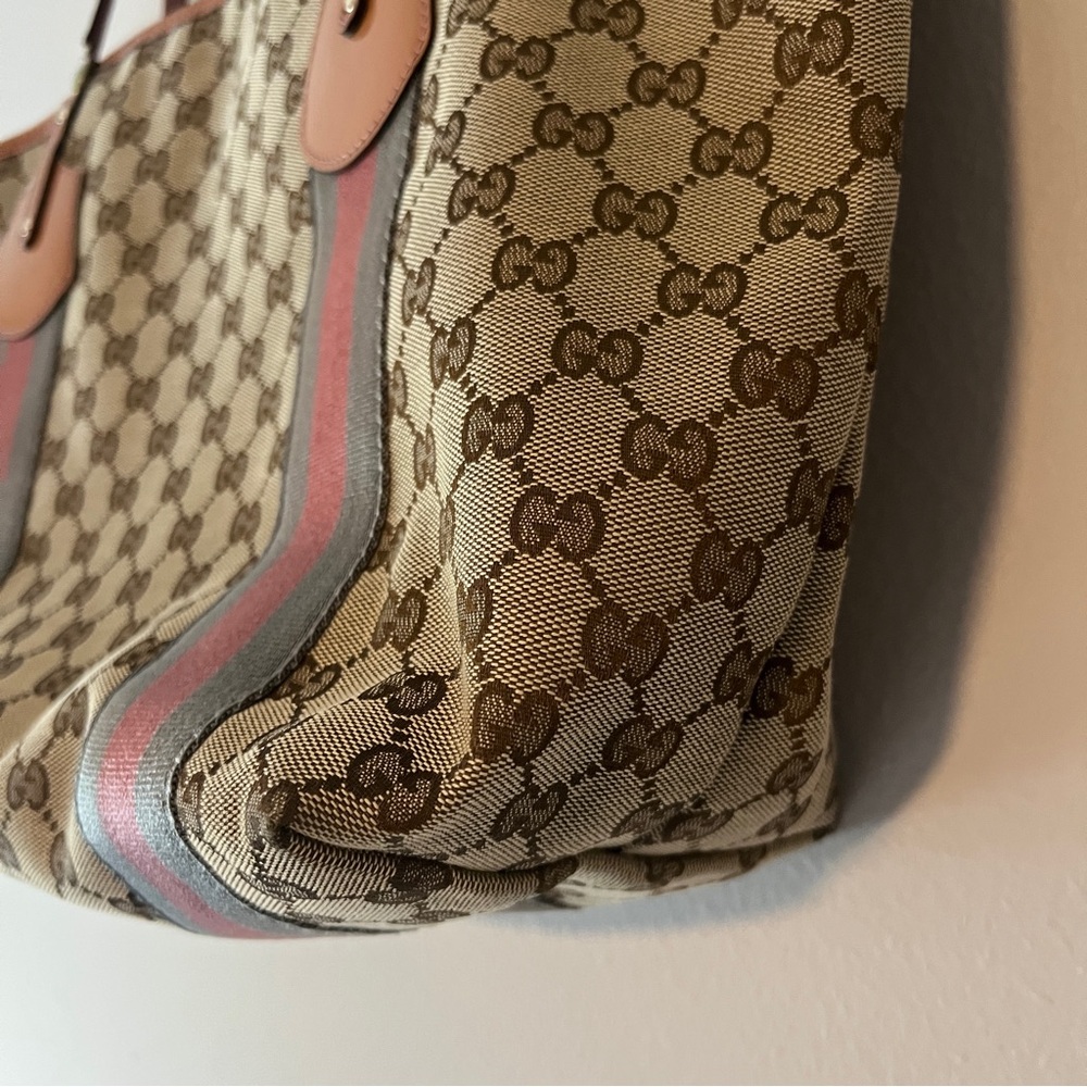Gucci Jolie Sherry Beige Tan Stripe Tote - Picture 2 of 15